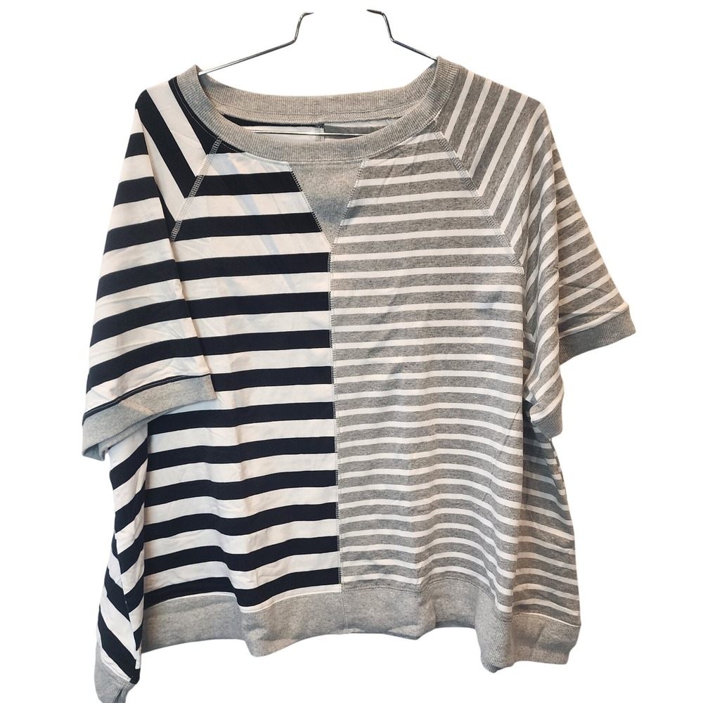 Womens 2XL Striped Colorblock Raglan Sleeve Sweatshirt Tunic Top